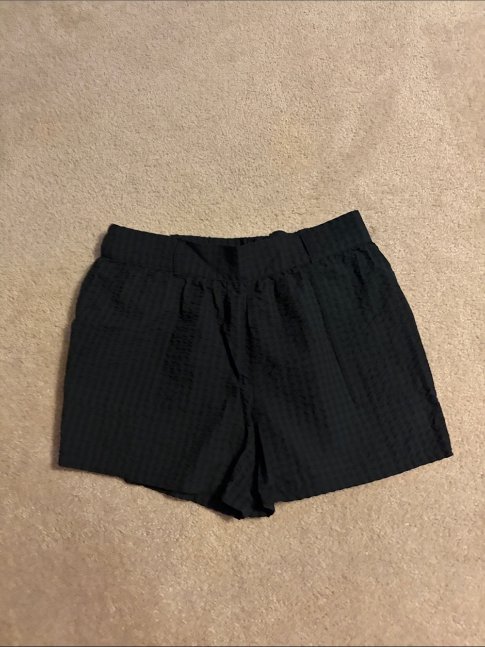 Women's Black Textured Shorts